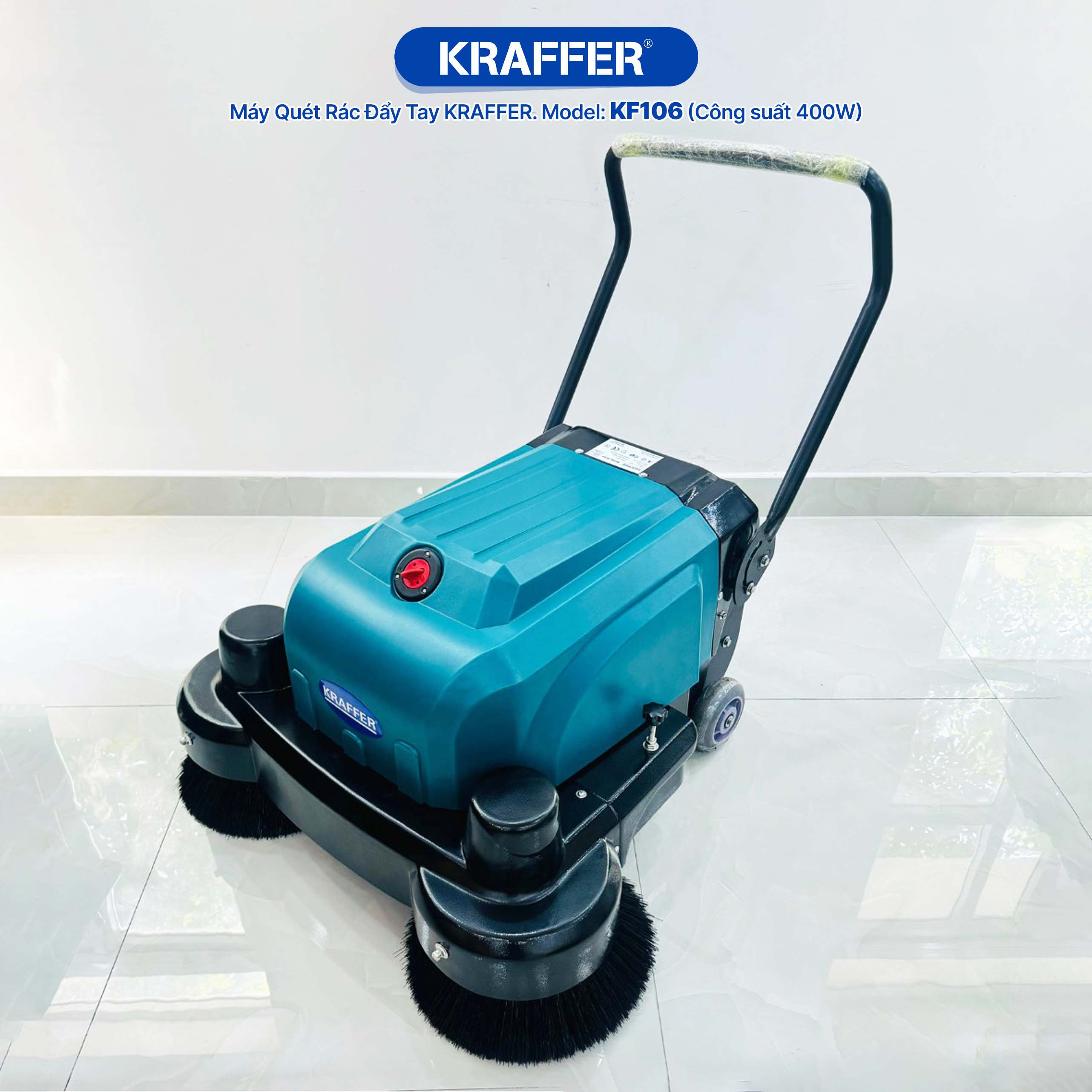 Máy quét rác đẩy tay Kraffer KF106 hiệu quả cho sân trường và công viên