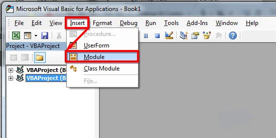 Mở cửa sổ VBA và chèn Module mới để xóa name rác trong excel