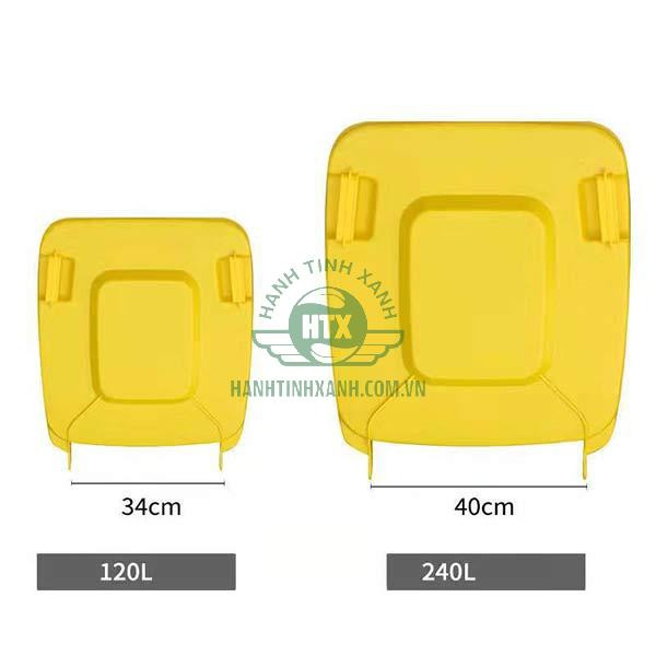 Nắp thùng rác nhựa tương thích hoàn hảo với thùng rác 120L và 240L, giữ vệ sinh hiệu quả