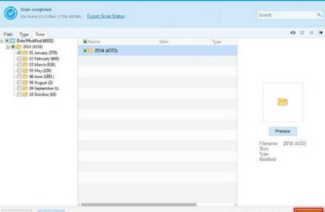 Nhấn chọn Recover khôi phục file bị xóa