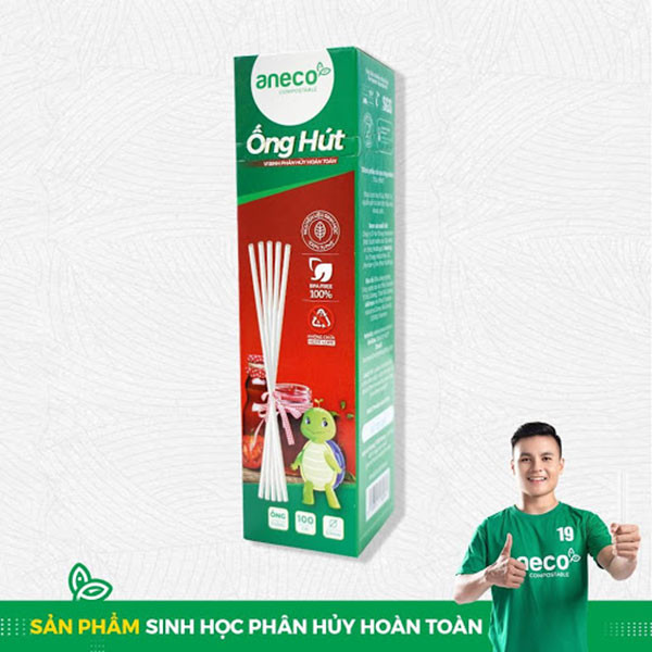Ống hút sinh học phân hủy hoàn toàn AnEco làm từ tinh bột ngô, giải pháp ống hút bảo vệ môi trường tối ưu.