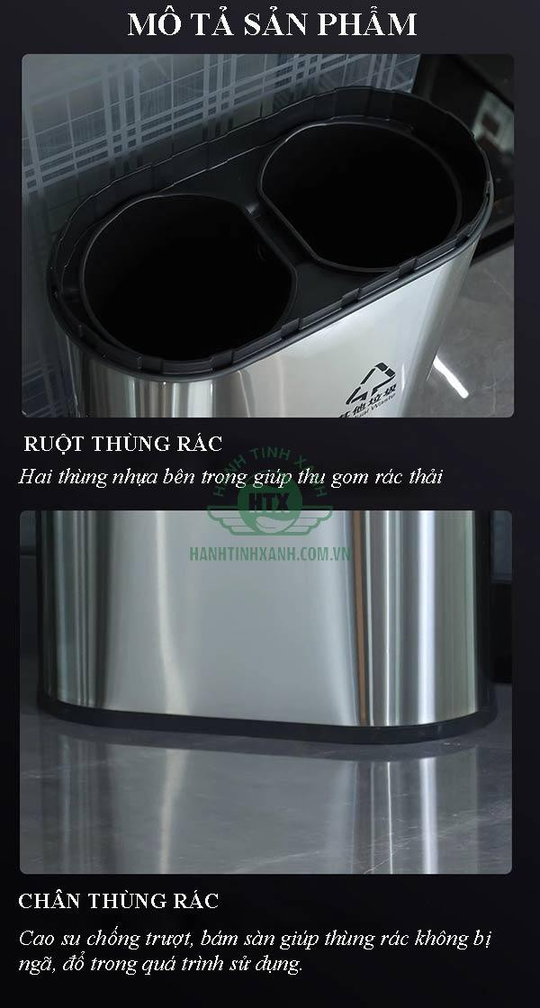 Phân tích chi tiết các bộ phận cấu thành thùng rác inox văn phòng hai ngăn, đảm bảo chất lượng và độ bền