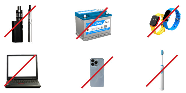 Pin không được phép tái chế: Bút vape, ắc quy ô tô và thiết bị điện tử có pin gắn liền.