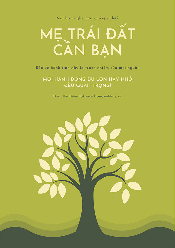 poster bảo vệ môi trường đẹp với hình ảnh một mầm cây nhỏ đang vươn lên giữa bàn tay con người, tượng trưng cho sự sống và hy vọng