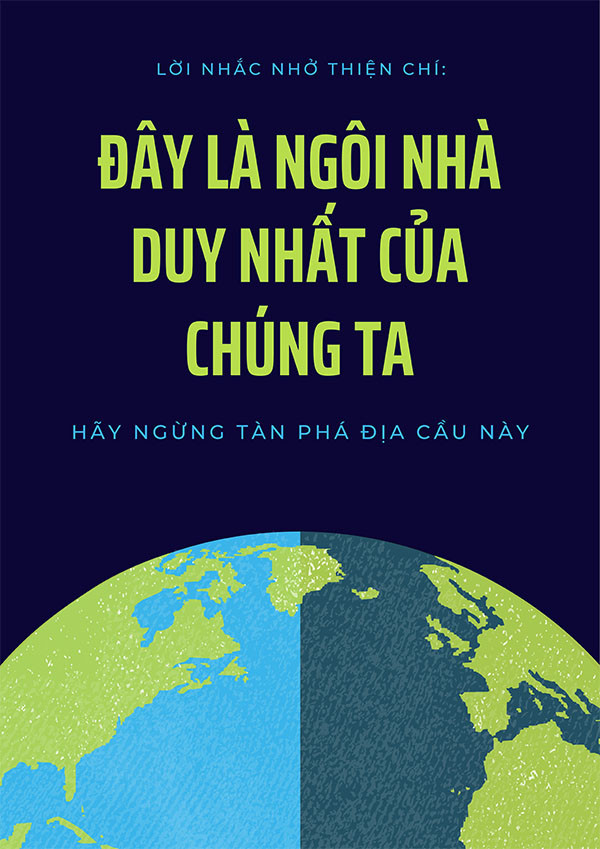 Poster bảo vệ môi trường Trái Đất với hình ảnh quả địa cầu được bao bọc bởi cây xanh và ánh sáng mặt trời, thể hiện sự sống và hy vọng