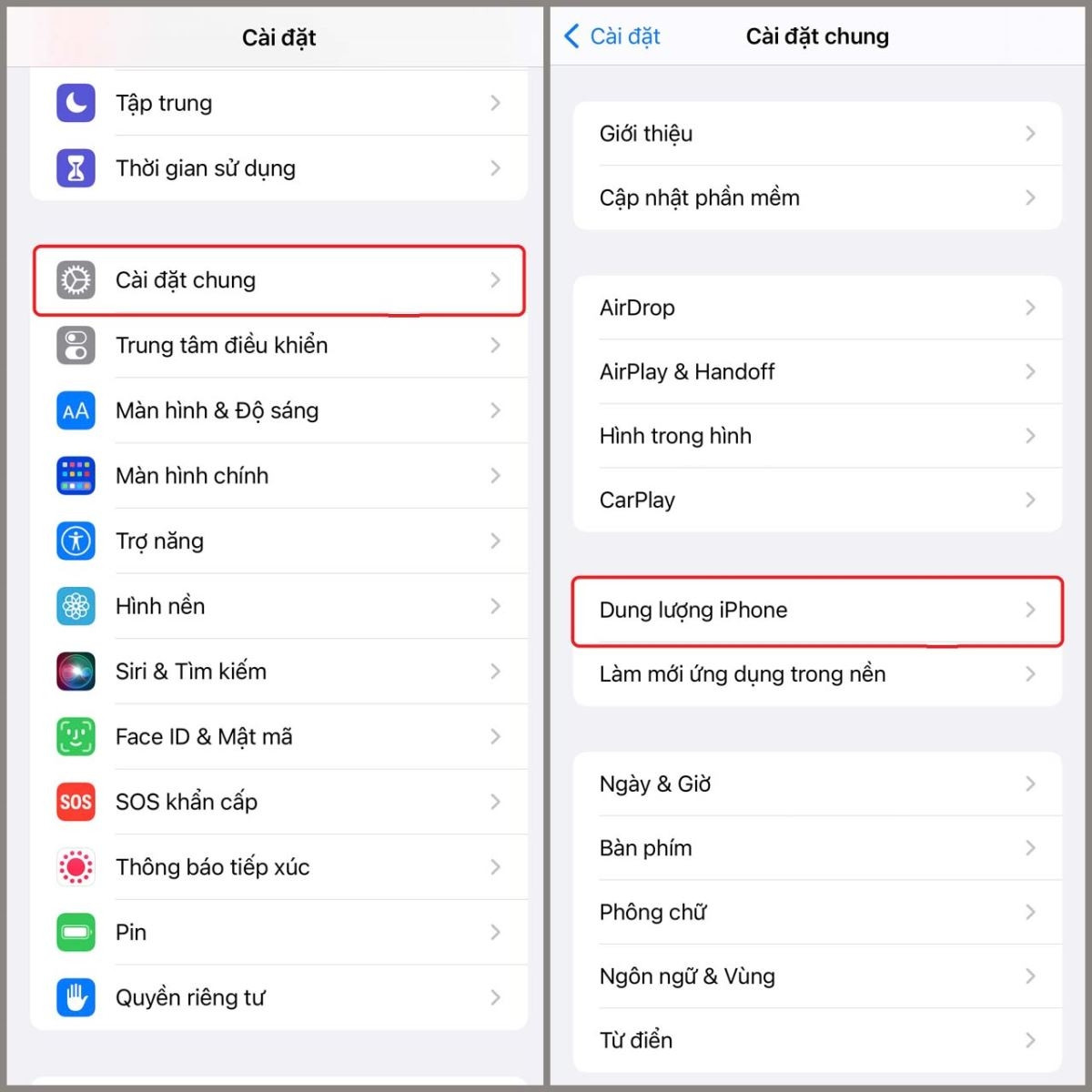 Quản lý dung lượng iPhone bằng cách xóa cache ứng dụng để dọn rác