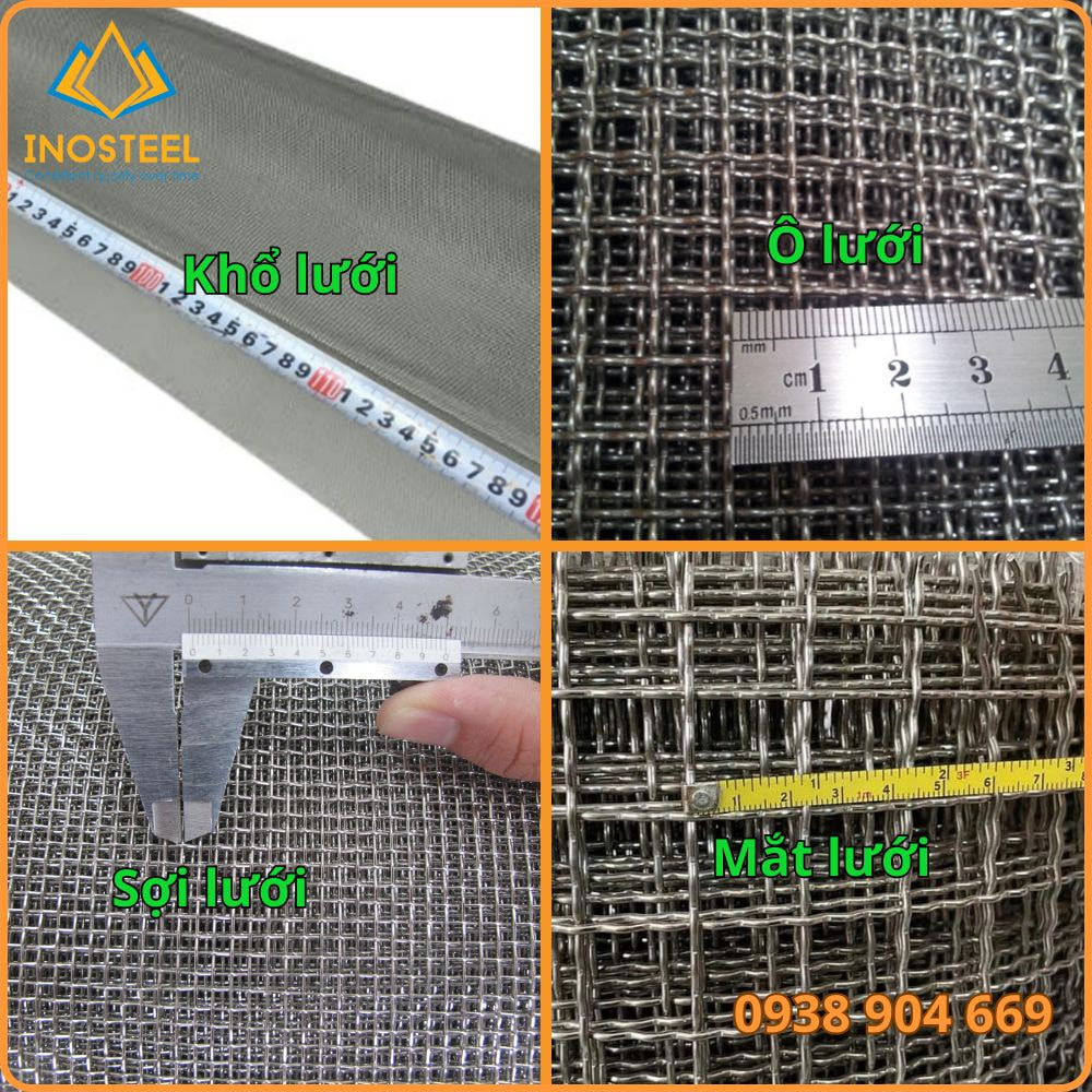 Quy cách lưới inox 304: Khổ, ô, sợi, chiều dài