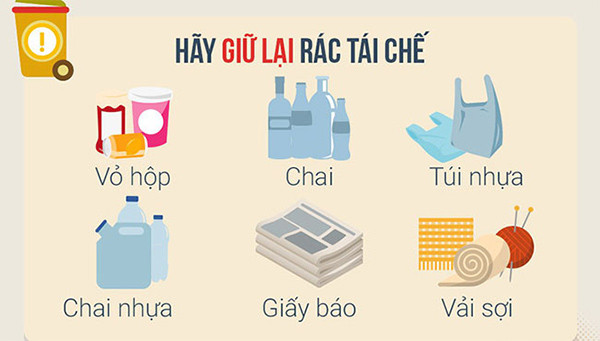 Rác tái chế như giấy và chai lọ trong thùng rác màu xanh, nhấn mạnh ý nghĩa của thùng rác trong giảm thiểu chất thải