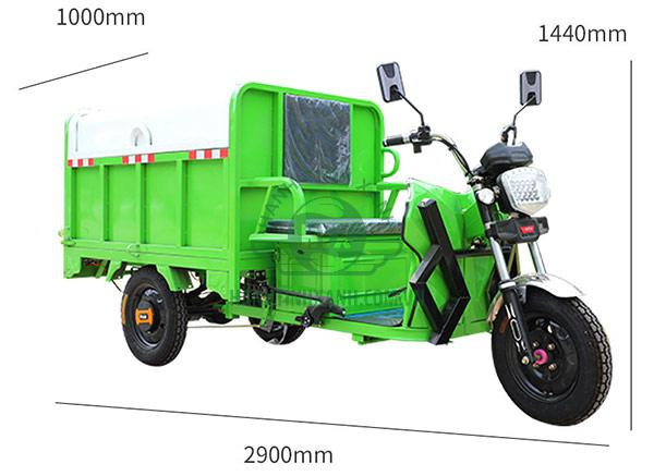 Sơ đồ kích thước chi tiết của mẫu xe điện chở rác 3 bánh mới nhất