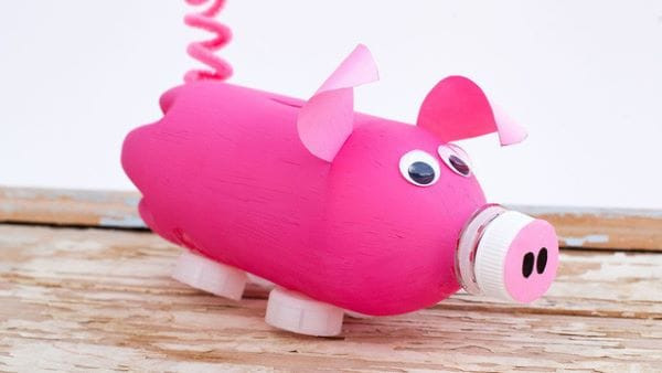 Tái chế chai nhựa thành con heo đất ngộ nghĩnh, hướng dẫn tự làm đồ thủ công