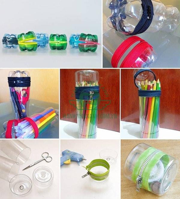 Tái chế chai nhựa thành túi hoặc hộp đựng đồ thủ công sáng tạo