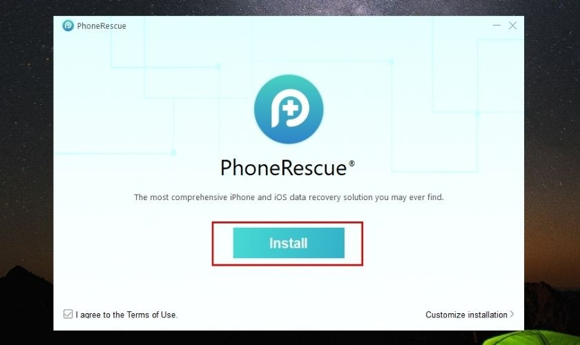 Tải và cài đặt phần mềm PhoneRescue trên máy tính để bắt đầu quá trình khôi phục dữ liệu
