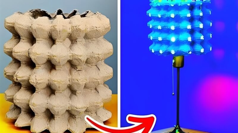 Tạo hình lồng đèn Trung thu nghệ thuật từ hộp đựng trứng giấy tái chế