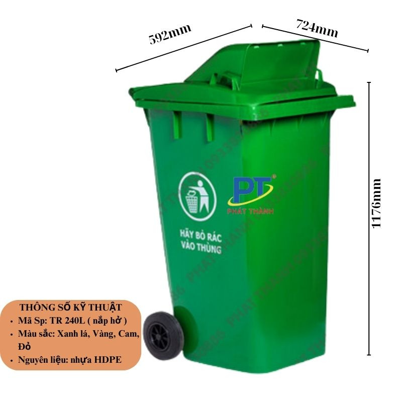 Thông số kỹ thuật chi tiết của thùng rác nhựa 240l HDPE bền bỉ