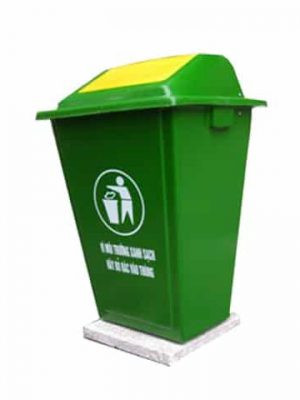 Thùng đựng rác composite 60 lít màu xanh với nắp bập bênh