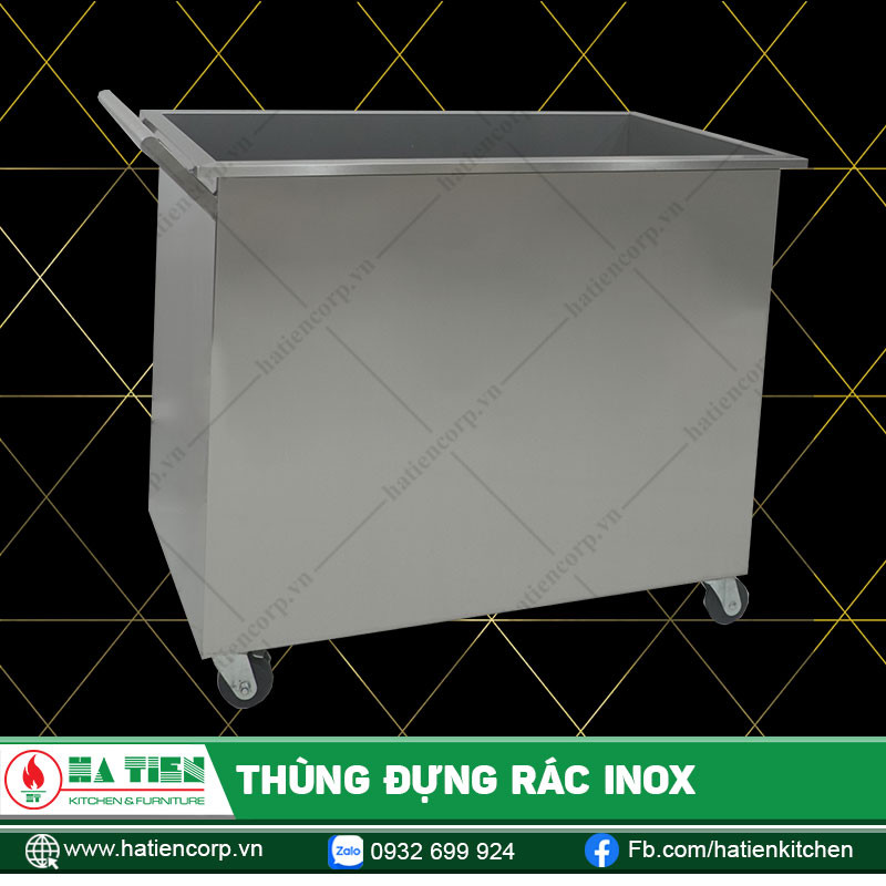 Thùng đựng rác lớn inox có bánh xe cho khu vực công nghiệp