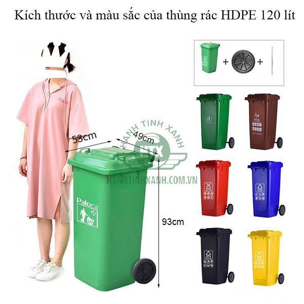 Thùng rác 120 lít bằng nhựa HDPE