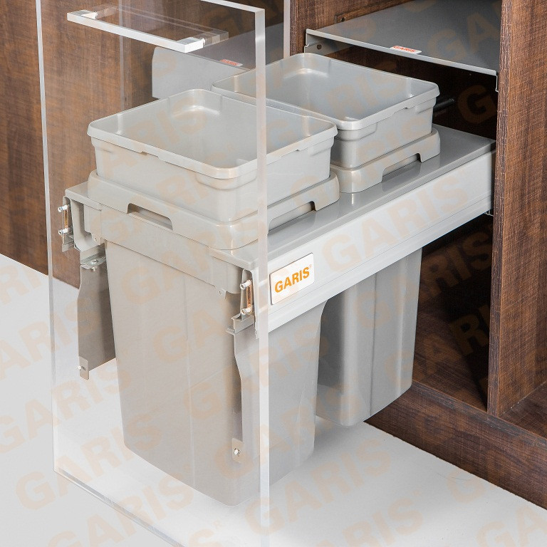 Thùng rác 20l đôi, cánh kéo tiện lợi tích hợp trong tủ bếp