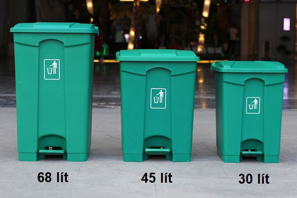 Thùng rác 30l đạp chân màu xanh lá, hỗ trợ phân loại rác hiệu quả