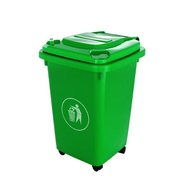 Thùng rác 60 lít nhựa HDPE màu xanh, có bánh xe di chuyển tiện lợi