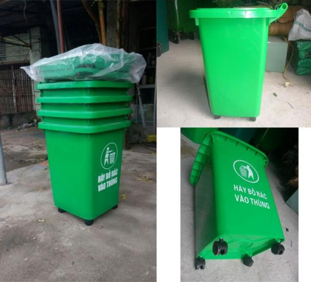 Thùng rác có bánh xe đẩy bằng nhựa di chuyển linh hoạt