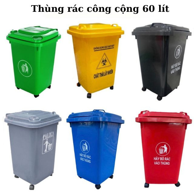 Thùng rác công cộng 60 lít có đa dạng màu sắc