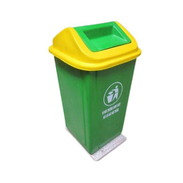 Thùng rác công cộng 90 lít với thiết kế nắp bập bênh tiện lợi