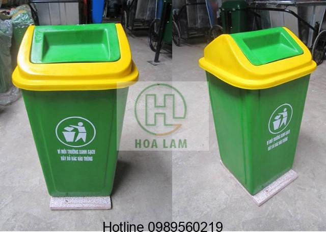 Thùng rác công cộng dung tích 60 lít được sử dụng ở nhiều nơi công cộng