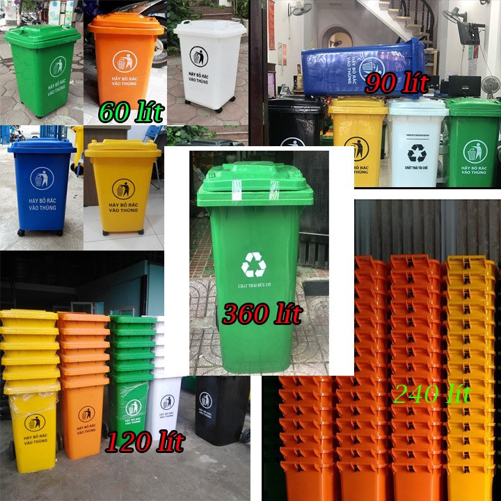 Thùng rác công cộng màu xanh lá, minh họa cách vẽ thùng rác chi tiết cho đô thị xanh