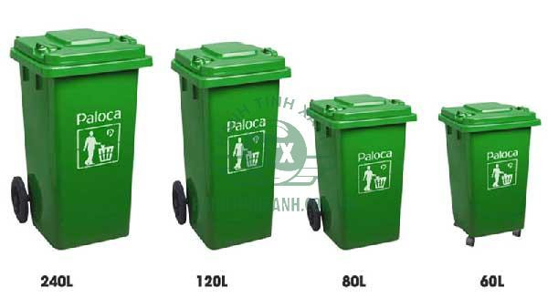 Thùng rác công cộng nhựa HDPE màu vàng có bánh xe