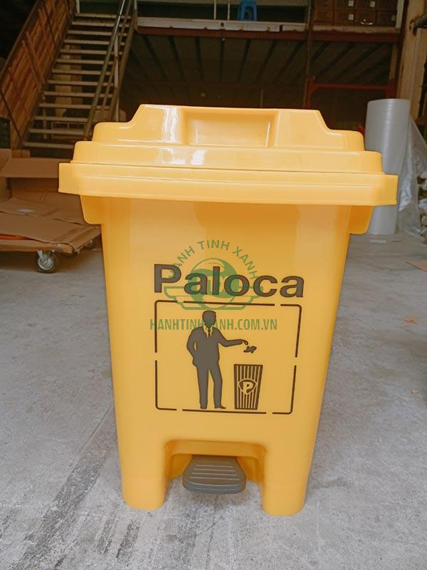 Thùng rác đạp chân 60 lít Paloca màu vàng chuyên dùng cho rác y tế