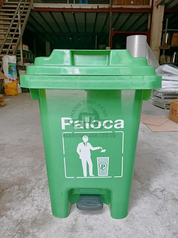 Thùng rác đạp chân 60 lít Paloca màu xanh lá thích hợp cho rác hữu cơ