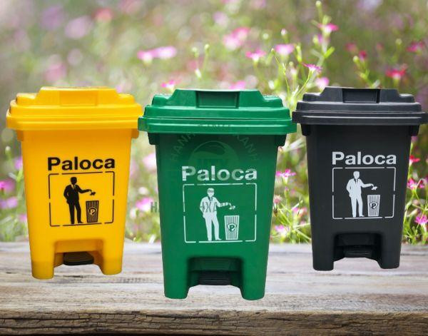 Thùng rác đạp chân 60l màu xanh lá cây với nắp kín