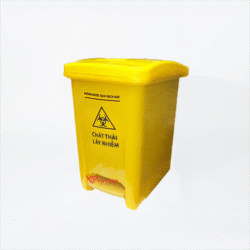 thùng rác đạp chân y tế màu vàng 15 lít
