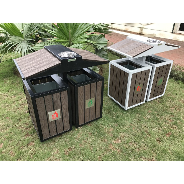 Thùng rác đôi bằng inox với thiết kế hiện đại và bền bỉ