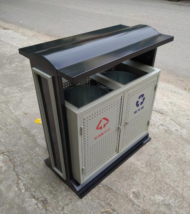 Thùng rác đôi công cộng sơn tĩnh điện chịu lực