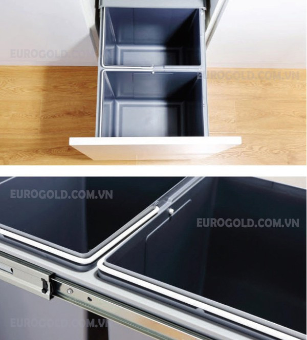 Thùng rác Eurogold âm tủ BL400 góc nhìn từ trên xuống