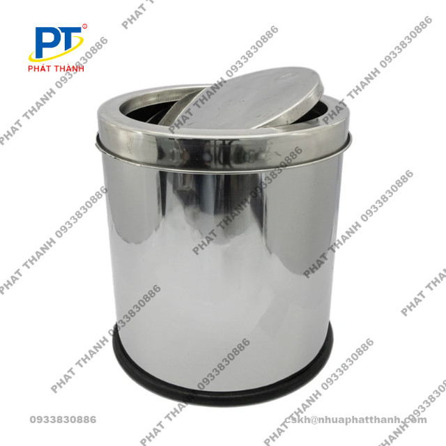 Thùng rác inox nắp lật chất liệu inox 201 bền bỉ, chống ăn mòn