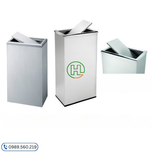 Thùng rác inox nắp lật chữ nhật góp phần làm không gian thêm sạch sẽ và trang nhã