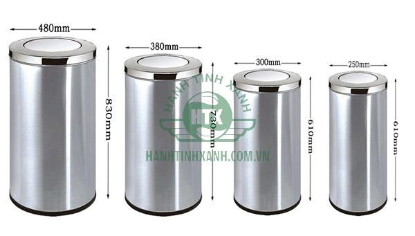 Thùng rác inox nắp lật với nhiều kích thước khác nhau