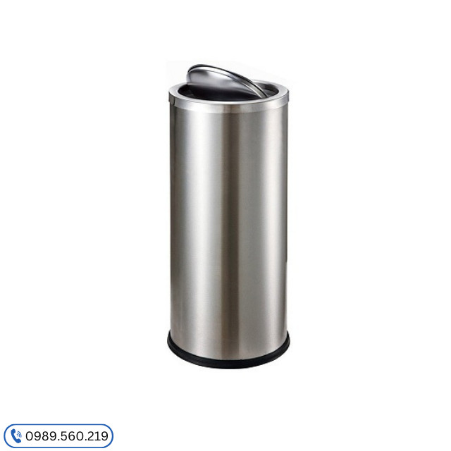 Thùng rác inox tròn nắp lật cỡ đại cho không gian công cộng