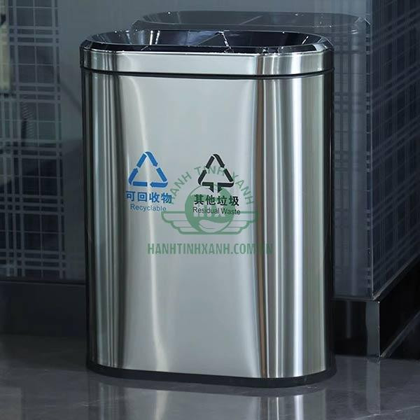 Thùng rác inox văn phòng đa năng, phù hợp sử dụng hiệu quả trong cả môi trường làm việc trong nhà và không gian ngoài trời