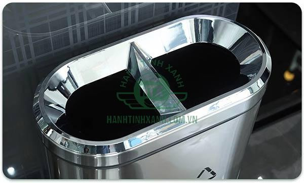 Thùng rác inox văn phòng với miệng rộng không nắp, tối ưu hóa sự tiện lợi khi bỏ rác thải hàng ngày