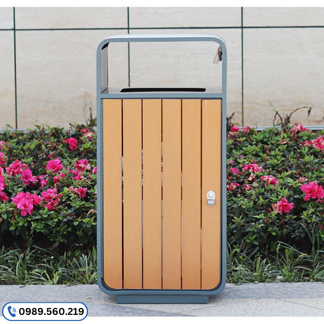 Thùng rác ngoài trời bằng gỗ có vẻ đẹp tinh tế độc đáo cho không gian xung quanh