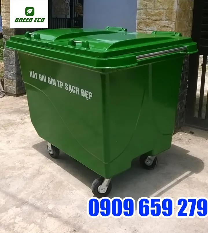 Thùng rác nhựa 660 lít có bánh xe cho khu đô thị