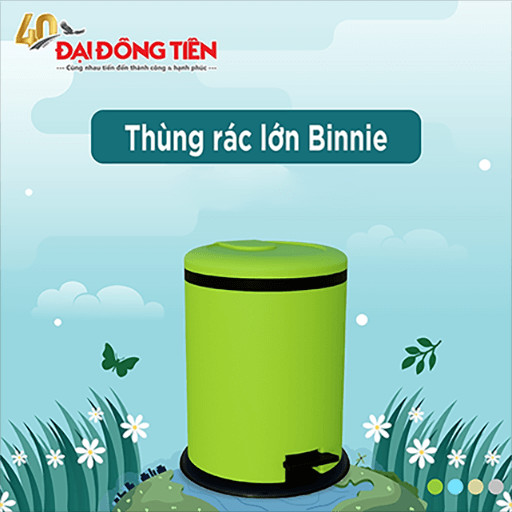 Thùng rác nhựa Đại Đồng Tiến Binnie thiết kế hiện đại, đạp chân