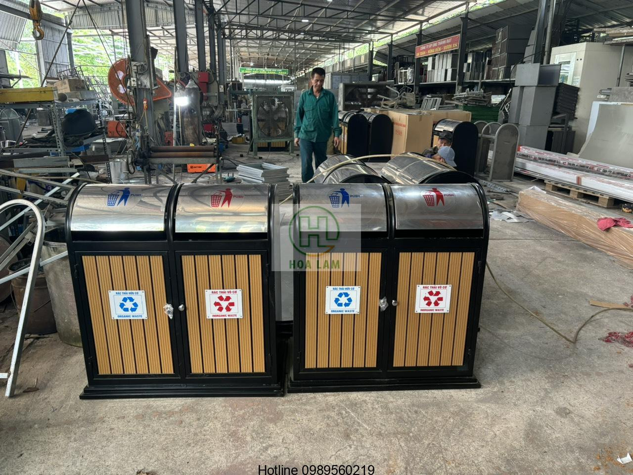 Thùng rác sơn tĩnh điện 2 ngăn