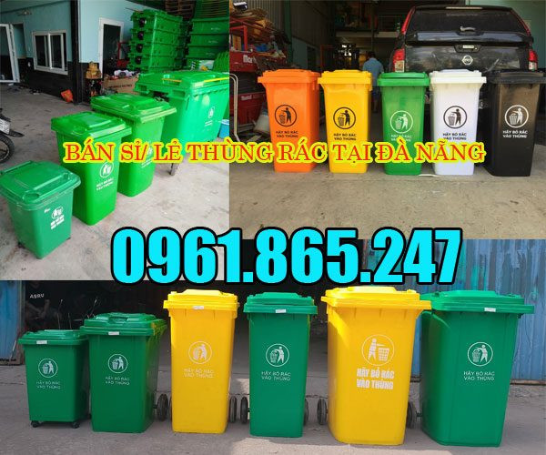 Thùng rác tại Đà Nẵng với nhiều màu sắc và dung tích