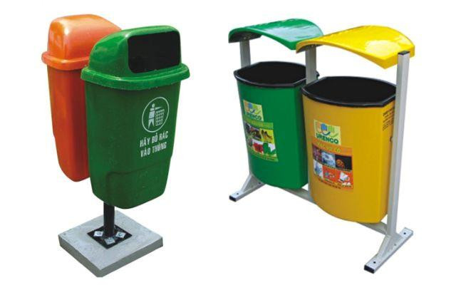 Thùng rác treo đôi bền bỉ và tiện dụng cho không gian công cộng