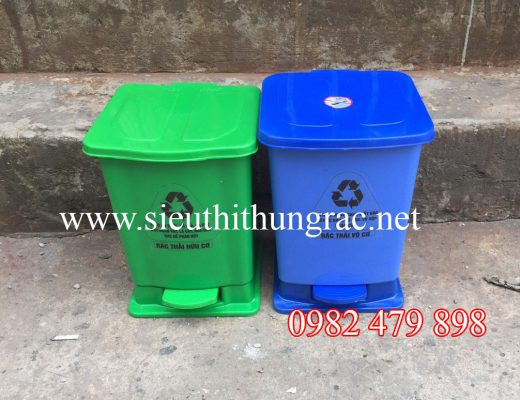 Thùng rác y tế 10 lít đạp chân màu trắng, hình ảnh chi tiết các bộ phận, giá thùng rác y tế 10 lít